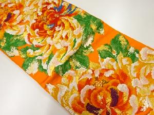 リサイクル　菊模様織出し袋帯